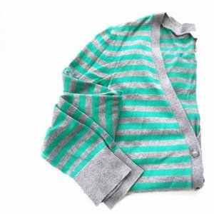 Loft Green & Gray Striped Cardigan